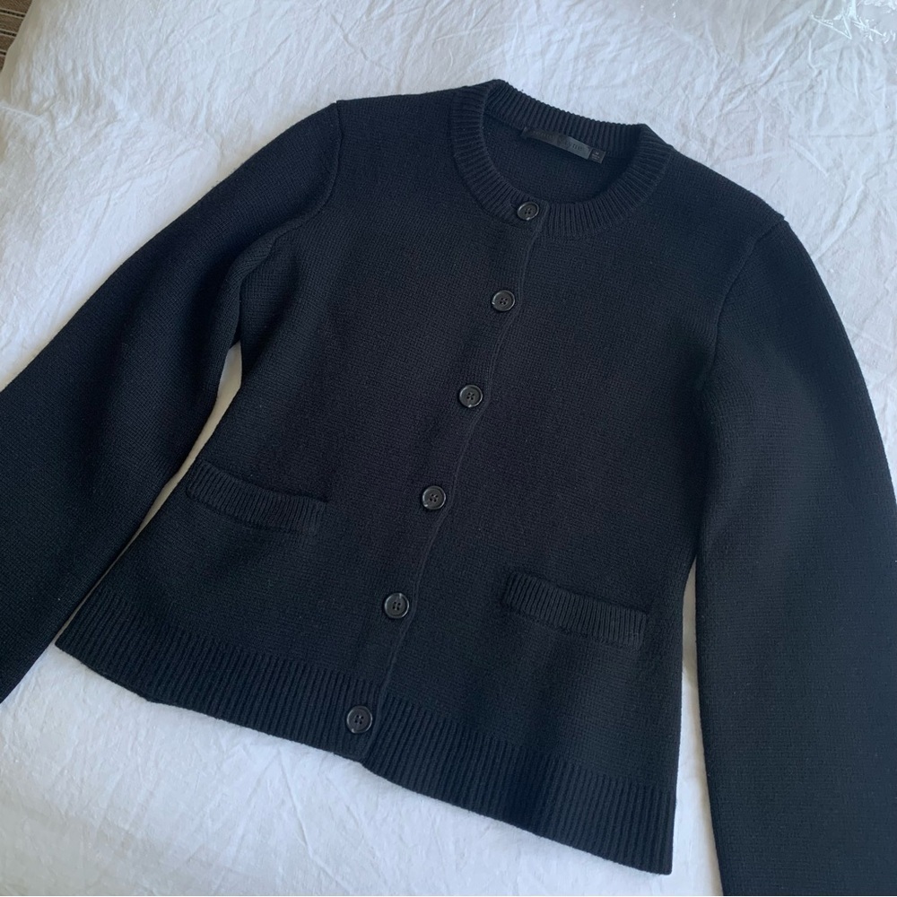 Jenni Kayne Cooper Wool Cashmere Crewneck Button Knit Cardigan Sweater Black - Picture 8 of 14
